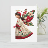 Invitation Ange de Noël avec fleurs de fêtes (Debout devant)