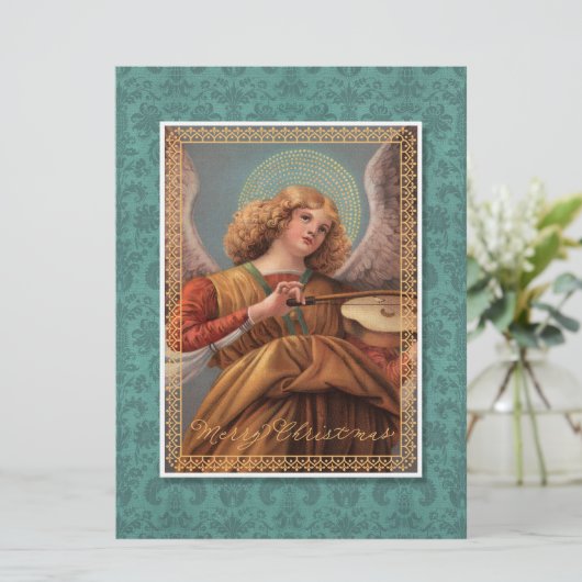 Invitation Ange de Noël avec un violon (Debout devant)