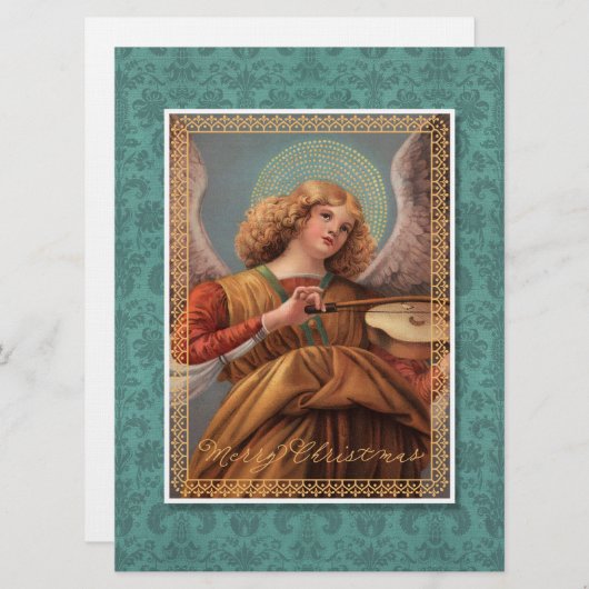 Invitation Ange de Noël avec un violon (Devant / Derrière)