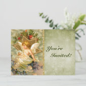 Invitation Ange de Noël victorien Vintage| Vacances (Debout devant)