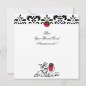 INVITATION ANGE DÉCORANT UNE FLEUR ROSE D'UN MONOGRAMME EN DA (Dos)