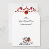 INVITATION ANGE DÉCORÉ D'UNE FLEUR ROUGE BRODÉE MONOGRAMME (Dos)