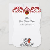INVITATION ANGE DÉCORÉ D'UNE FLEUR ROUGE BRODÉE MONOGRAMME (Dos)