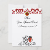 INVITATION ANGE DÉCORÉ D'UNE FLEUR ROUGE BRODÉE MONOGRAMME (Dos)