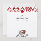 INVITATION ANGE DÉCORÉ D'UNE FLEUR ROUGE BRODÉE MONOGRAMME EN (Dos)