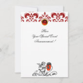 INVITATION ANGE DÉCORÉ D'UNE FLEUR ROUGE BRODÉE MONOGRAMME EN (Dos)