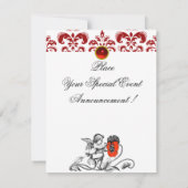INVITATION ANGE DÉCORÉ D'UNE FLEUR ROUGE BRODÉE MONOGRAMME EN (Dos)