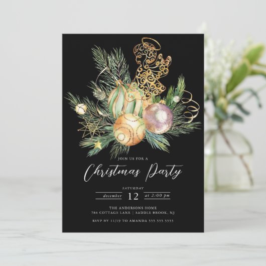 Invitation Ange d'or Noël (Debout devant)