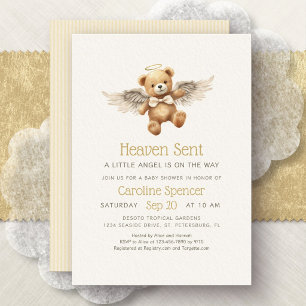 Invitation Ange envoyé du ciel Baby Shower Minimaliste