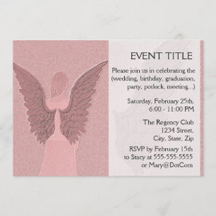Invitation Ange gardien rose