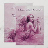 Invitation ANGE JOUANT DE LA LYRE SUR LES NUAGES, champagne (Devant / Derrière)