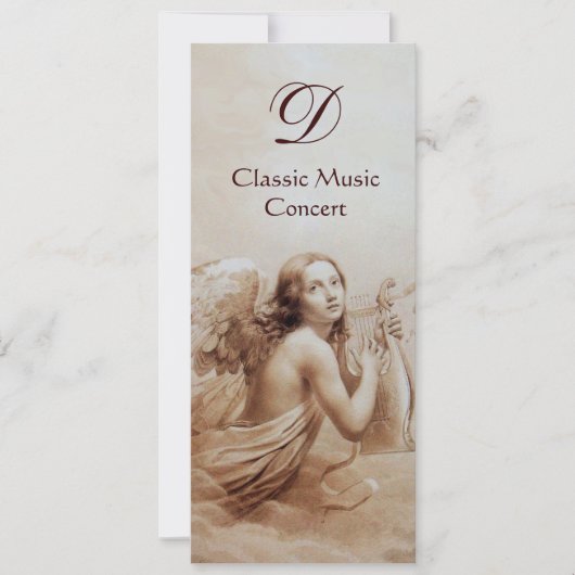 Invitation ANGE JOUANT DE LA LYRE SUR LES NUAGES, Monogramme (Devant)