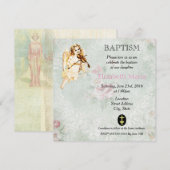 Invitation Ange jouant du violon pour baptême (Devant / Derrière)
