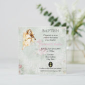 Invitation Ange jouant du violon pour baptême (Debout devant)