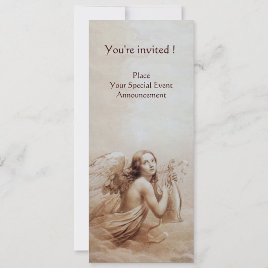 Invitation ANGE JOUANT LYRA SUR LES NUAGES, Monogramme (Dos)