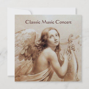 Invitation ANGE JOUE DE LA LYRE SUR LES NUAGES, Monogramme