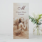 Invitation ANGE JOUE DE LA LYRE SUR LES NUAGES, Monogramme Or (Debout devant)