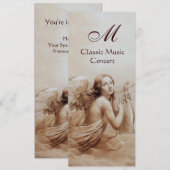 Invitation ANGE JOUE DE LA LYRE SUR LES NUAGES, Monogramme Or (Devant / Derrière)