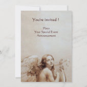 Invitation ANGE JOUE LA LYRE SUR LES NUAGES, champagne (Dos)