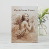 Invitation ANGE JOUE LA LYRE SUR LES NUAGES, champagne (Debout devant)