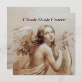 Invitation ANGE JOUE LA LYRE SUR LES NUAGES, Monogramme (Devant / Derrière)