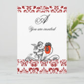 INVITATION ANGE PEINTURE À LA MAIN D'UN MONOGRAMME DE DAMAS À (Debout devant)