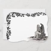 Invitation Ange , perdu dans ses pensées , Design noir et bla (Devant)