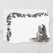 Invitation Ange , perdu dans ses pensées , Design noir et bla (Dos)