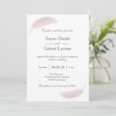 Invitation Ange plume rose pâle blanc élégant mariage (Debout devant)