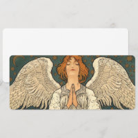 Ange religieux vintage priant avec des étoiles dor