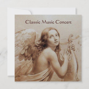 Invitation ANGE SUR UNE LYRE AU-DESSUS DES NUAGES, Monogramme