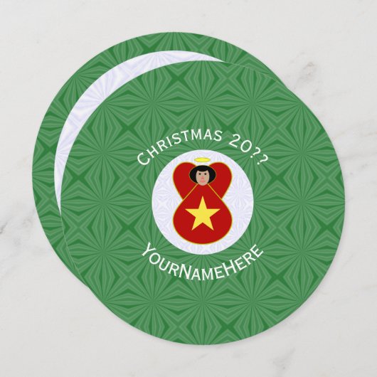 Invitation Ange vietnamien Noël Personnaliser rond (Devant / Derrière)