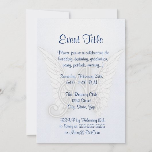 Invitation Angel Alphabet A Initial (Devant)