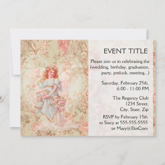 Invitation Angel aux fleurs (Devant)