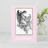 Invitation Angel Avec Harpe Et Flore (Debout devant)