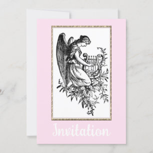 Invitation Angel Avec Harpe Et Flore