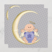 Invitation Angel Baby Boy Douche (Devant / Derrière)