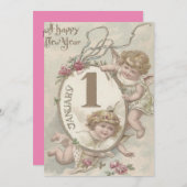 Invitation Angel Cherub Rose (Devant / Derrière)