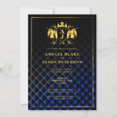 Invitation Angel Crest | Gold Royal Blue Luxuriant Mariage (Devant)