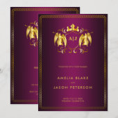 Invitation Angel Crest | Gold Royal Rose Luxuriant (Devant / Derrière)