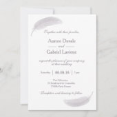 Invitation Angel Feather Lilac Blanc Grey Élégant Mariage (Devant)