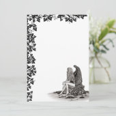 Invitation Angel, perdu dans la pensée, noir et blanc Design (Debout devant)