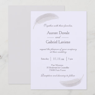Invitation Angel Plumes Lavande Lavande Gris Mariage