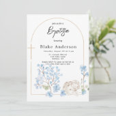 Invitation Angel Wings Cross Gold Baby Baptism (Debout devant)