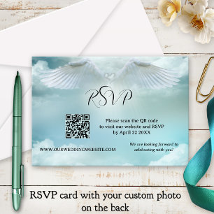 Invitation Angel Wings Dream Cloud QR Code Wedding RSVP Card