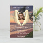 Invitation Angel Wings Palm coucher de soleil Photo Célébrati (Debout devant)