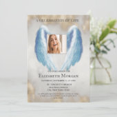 Invitation Angel Wings Photo Gold Celebration Of Life (Debout devant)