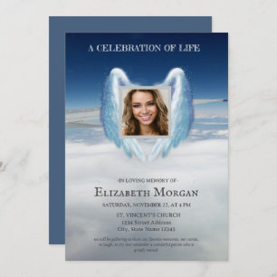 Invitation Angel Wings Sky Photo Celebration Of Life