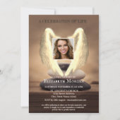 Invitation Angel Wings Zen Stones Photo Celebration Of Life (Devant)