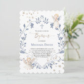 Invitation angels frame Baptism baby boy (Debout devant)